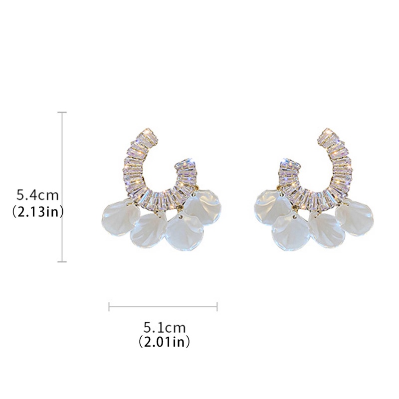 Baru925 Perak Jarum Zirkon Shell Rumbai Anting-Anting Fashion Berbentuk C Berlebihan Telinga Anting Peri Super