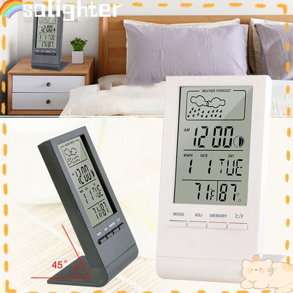 Solighter Digital Thermo-Hygrometer Presisi Tinggi Weather Station Ruangan Desktop Alarm Clock