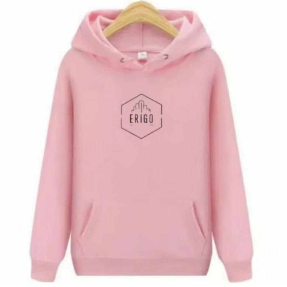 [PRODUK EG8W8] Jaket Hoodie ERIGO PINK CEWEK COWOK PREMIUM LES
