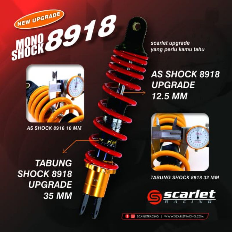 shock shockbreaker scarlet 8918 matic ukuran 310/330mm mio mioj miom3 soulgt125 xeon scoopy lexi vario125/150 beat fi beat street genio spacy fazzio