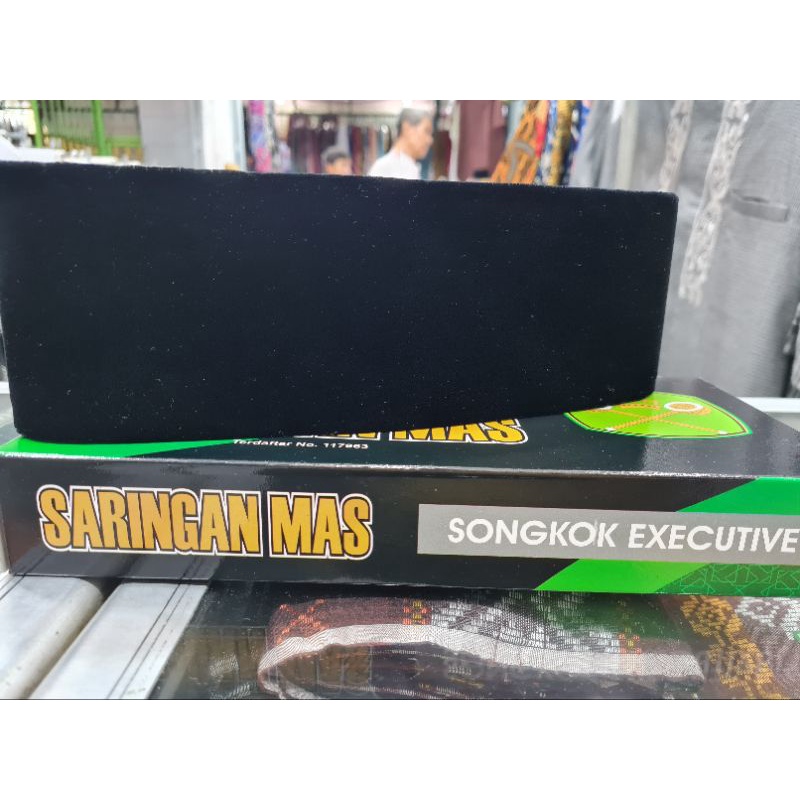 Songkok Nasional Kopyah Hitam Peci Hitam Saringan Mas AC Hitam Polos Bludru Halus Setara Awing Tiga 