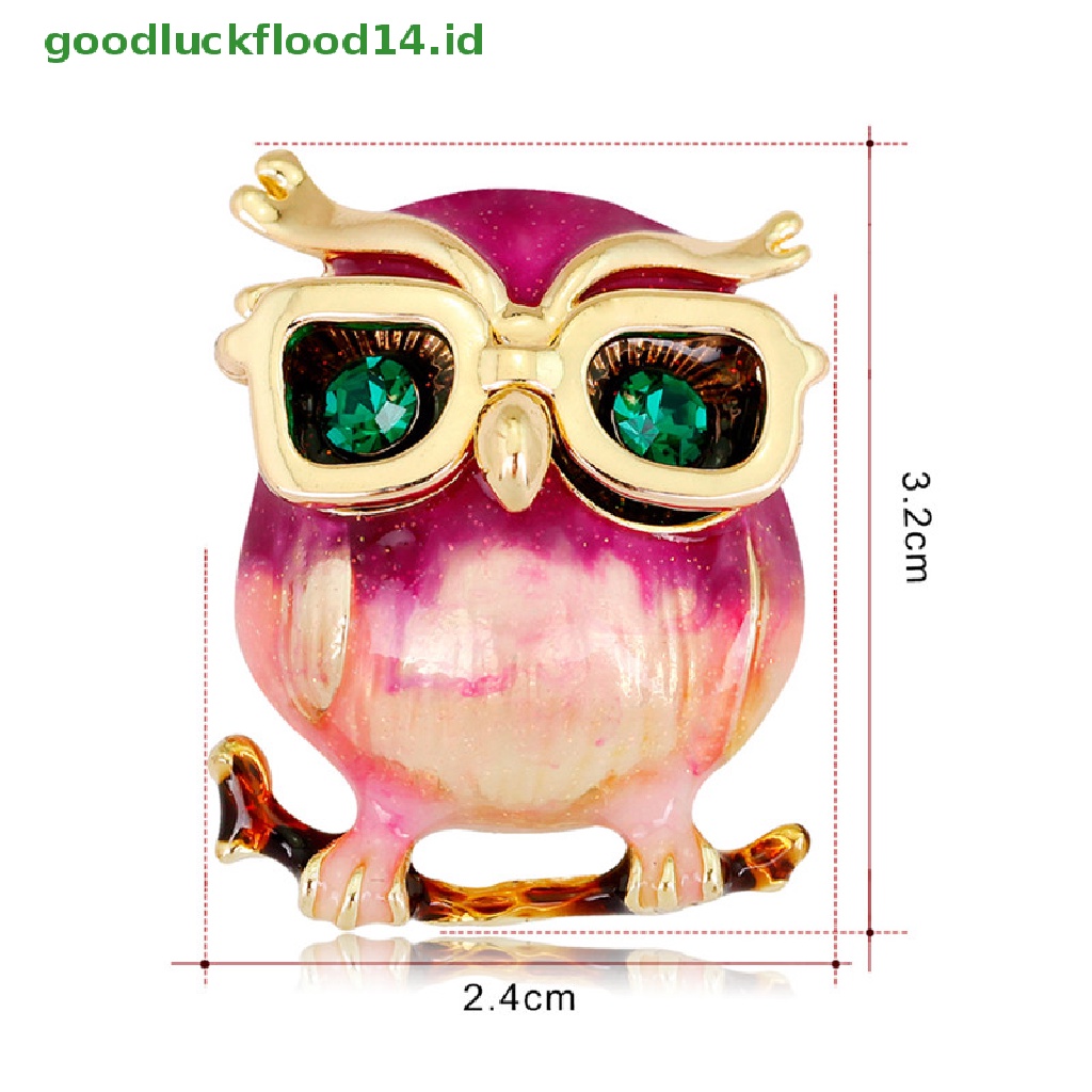 [GOOGFOUR] Enamel Owl Kacamata Bros Pin Hewan Kristal Pesta Pernikahan Bros Pin Hadiah [TOP]