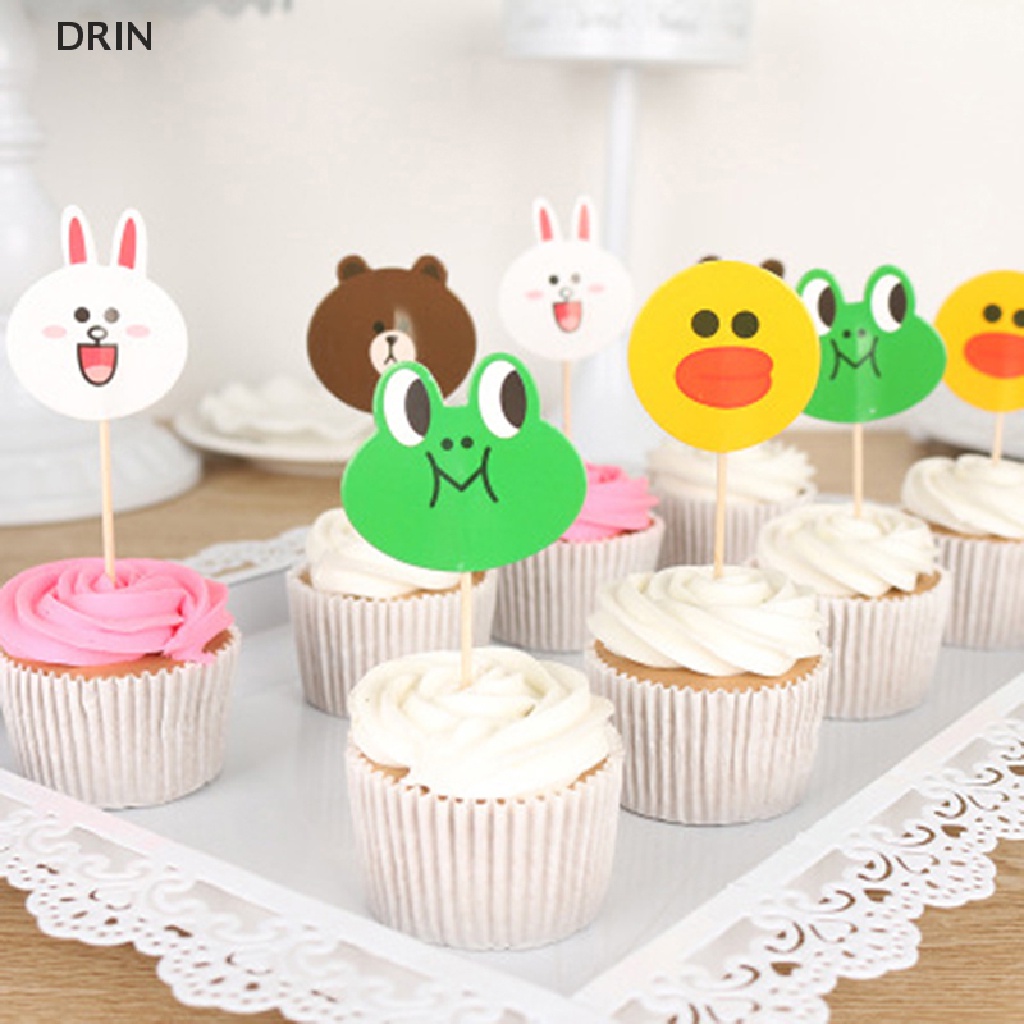 Dr 24pcs/bag Hewan Laut Cupcake Toppers Under the Sea Pesta Kue Bendera Baby Shower vn