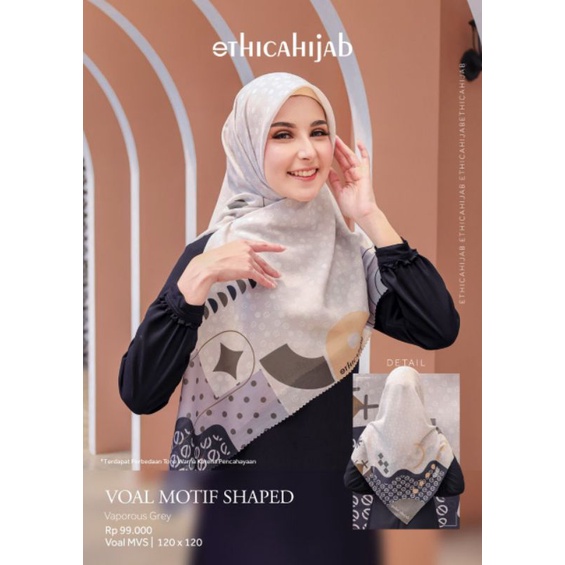 Ethica Hijab Kerudung Voal Motif Shaped (Aquatic, Clereo Pink, Dewkist, Vanilla Cream)