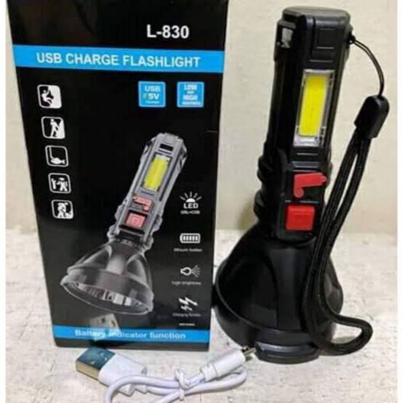 Senter Outdoor L 830 USB Flaslight Super Terang
