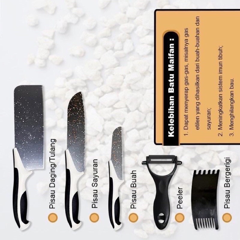 Pisau Set Dapur Maifan  5in1/ Pisau Daging Buah Sayur Tajam