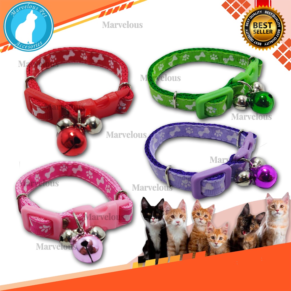 Kalung Kucing Lonceng Besar Motif Tulang Premium ( Lonceng 14mm isi 3 pcs )