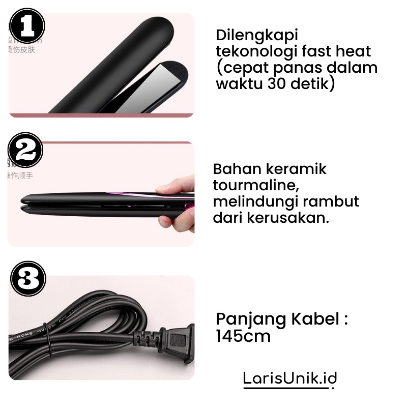 Alat Catokan Pelurus Dan Curly Rambut Salon Catok Catokkan Carokan Cantok Centokan Setrika Styling Curly Kerli Keriting Kriting Pengeriting Pengriting Pengkriting Rambut Permanen Keramik Ion Bagus Otomatis Mini Terbaru Ori Hitam