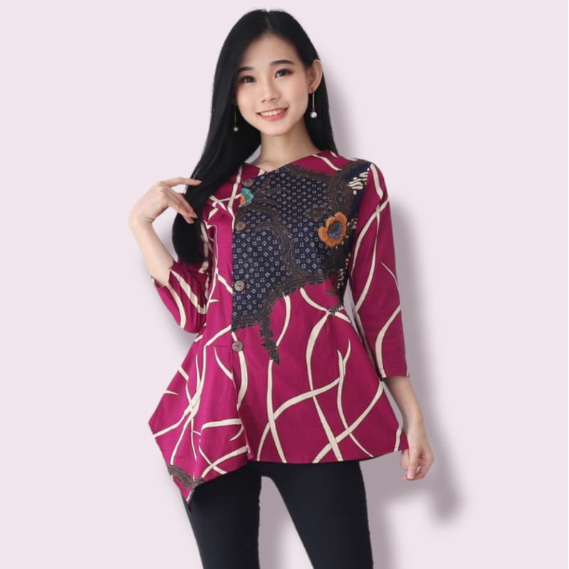 ATASAN BATIK WANITA A035-430 XF - BAHAN BATIK STRETCH