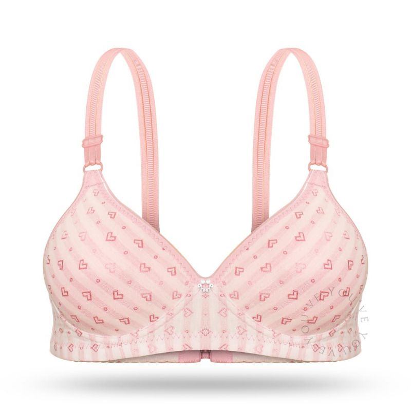 BRA You'Ve 100095 | Bra Busa Bahan Kaos Tanpa Kawat | BH Remaja Motif Hati | Pakaian Dalam
