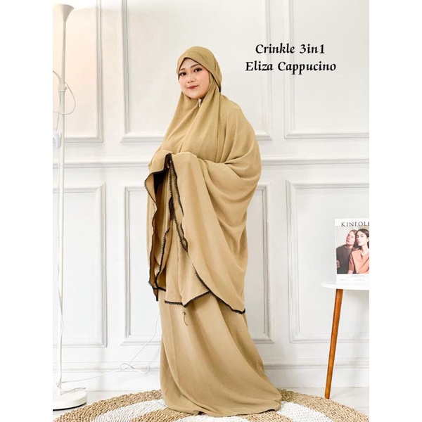 Mukena Crinkle 3in1 Eliza Jumbo Syari Traveling Umroh