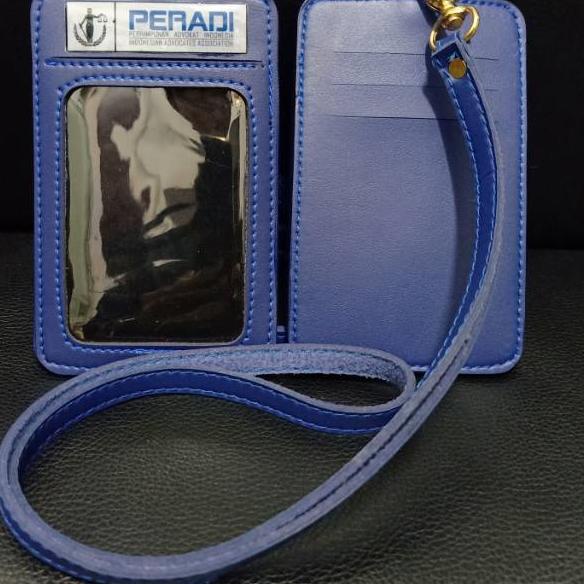 

✔ Name Tag Id Card Tempat Kartu Tali Logo PERADI advokat pengacara BIRU 4 SLOT CARD Kulit Bagus Kekinian