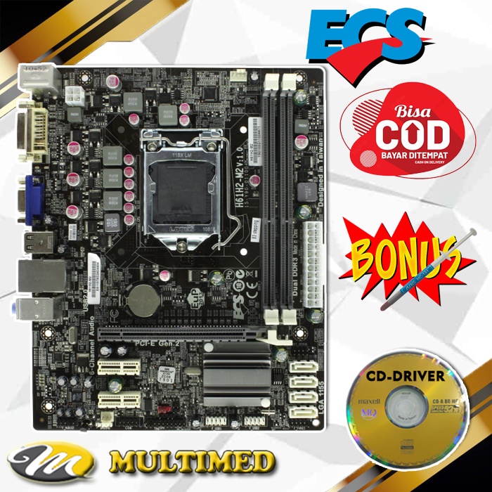 Mainboard LGA 1155 H61 DDR3 Merk Ecs