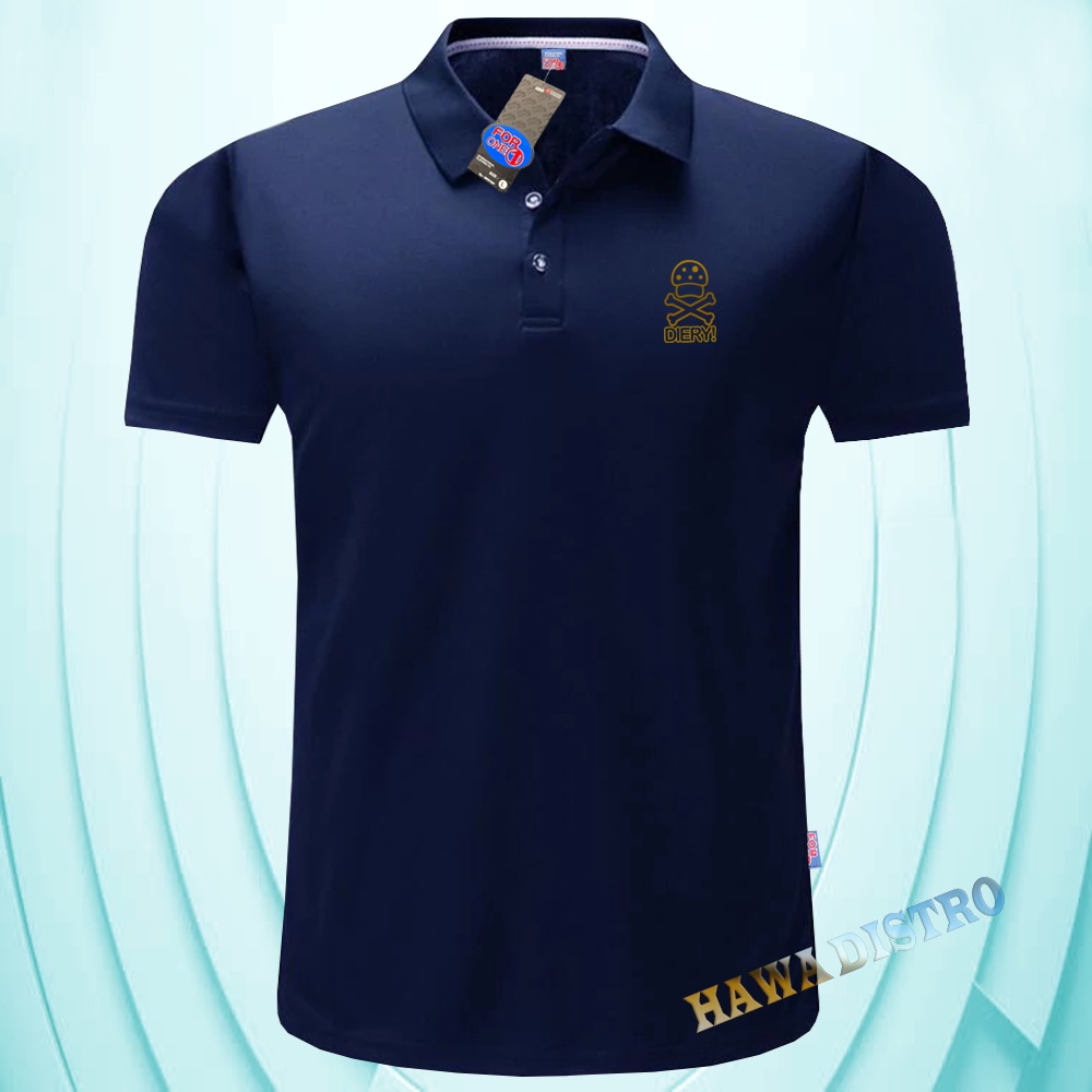 Bisa ( COD ) - Polo Kerah Diery Text Gold  - Kaos Kerah Pria Distro - Kaos polo Shirt pria Kerah - K