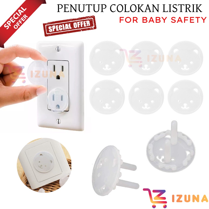 [IZUNA] PENUTUP DAN PENGAMAN COLOKAN LISTRIK MOTIF BERUANG TRANSPARAN / PENGAMAN STOP KONTAK / PELINDUNG COLOKAN LISTRIK DARI BAYI / PENUTUP STEKER LISTRIK