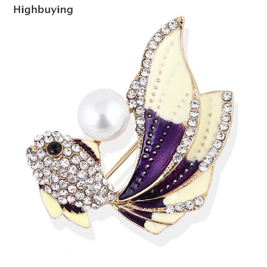 Hbid 1Pc Kristal Berlian Imitasi Ikan Mas Bros Wanita Brooch Pin Aksesoris Pakaian Glory