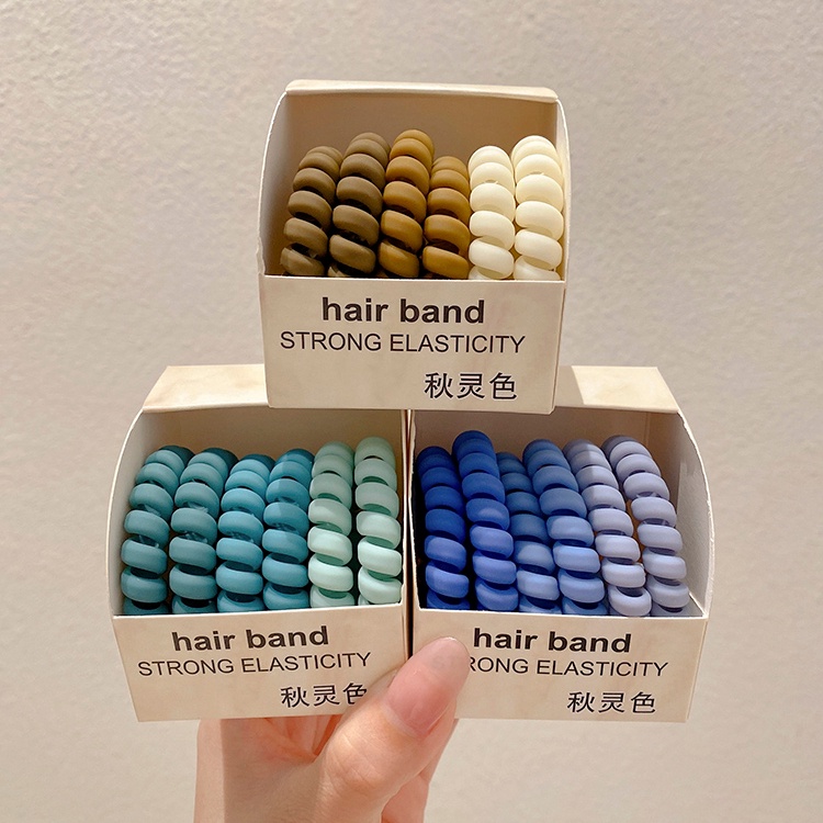 Cincin Rambut Korea Warna Frosted Telepon Kawat Rambut Scrunchies Musim Panas Sederhana Mengikat Tali Rambut Tali Rambut Elastis Tinggi