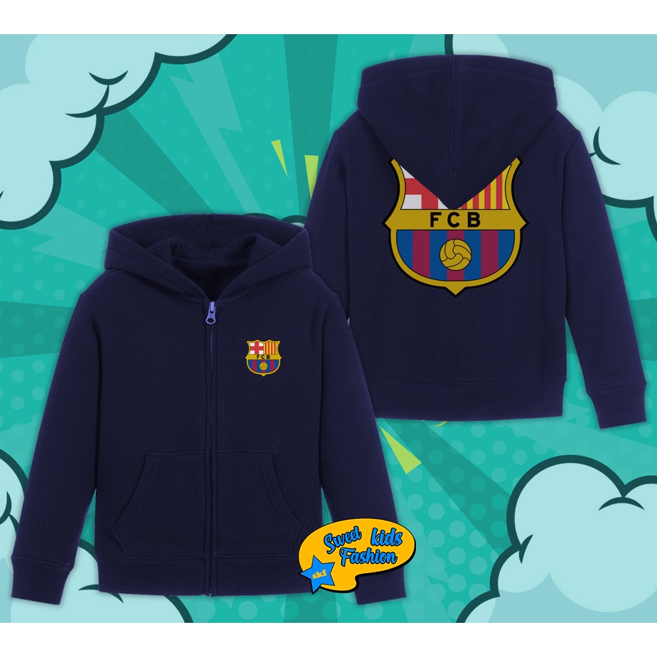 Jaket Hoodie Zipper Barcelona FC Barca Hoodie Anak Barca