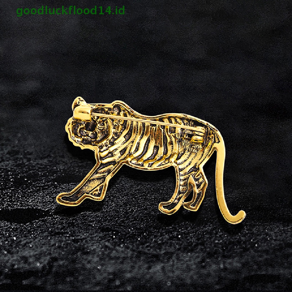 [GOOGFOUR] Tiger Bros Untuk Wanita Pria 2-warna Animal Brooch Pin Hadiah [Atasan]