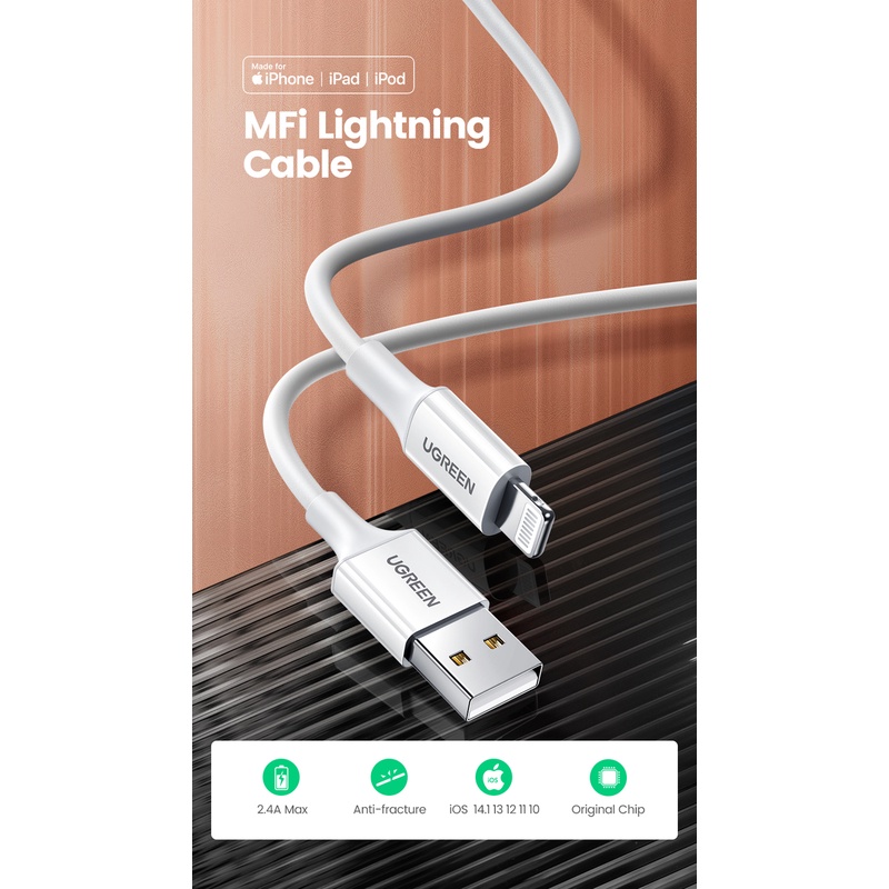 Ugreen Kabel Data USB A to Lightning iPhone MFI Fast Charging 2.4A