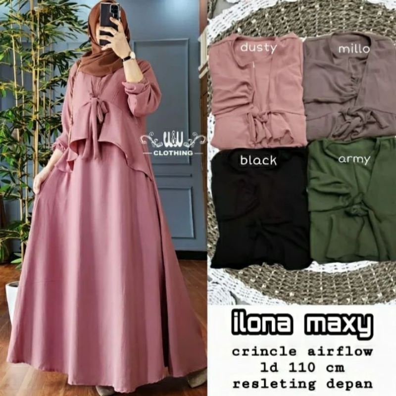 Cod Ilona Maxy/gamis lebaran/gamis polos/gamis murah/gamis kringkle/gamis cantik/gamis maxy/gamis bu