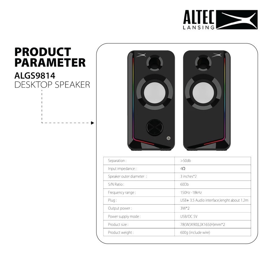 Altec Lansing ALGS9814 RGB Gaming Speaker
