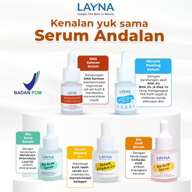 Serum Layna Series / Macam-Macam Serum Layna Acne, vit C , Gold DNA Salmon