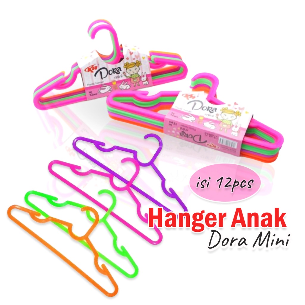 Hanger Gantungan Baju Anak Calista Dora Mini Isi 12pcs Warna Random