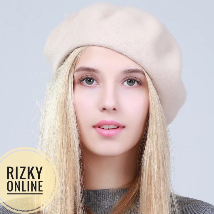 Topi Topi Baret Wanita Topi Musim Dingin Import Topi Fashion Wanita Krem