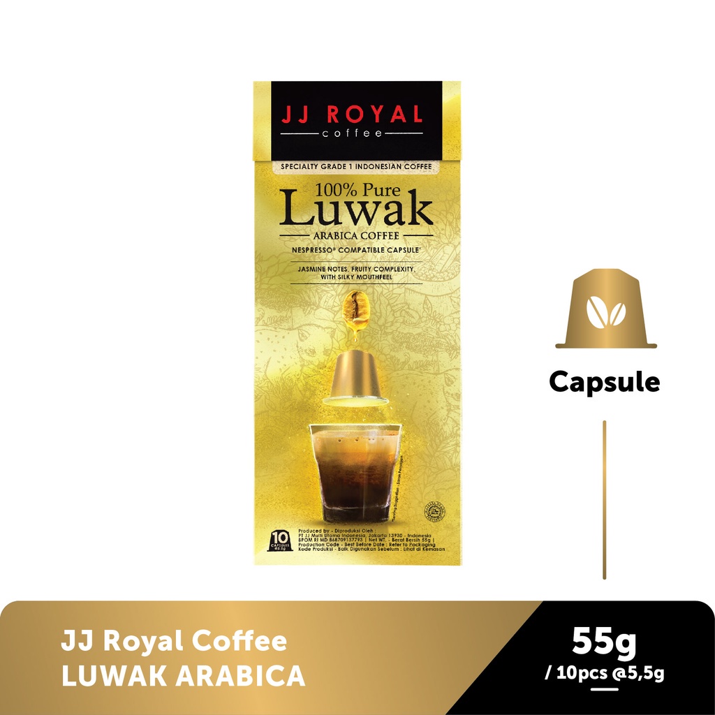 

JJ Royal Coffee Luwak Arabica (Nespresso compatible) - 10pods @5.5gr (Kapsul)