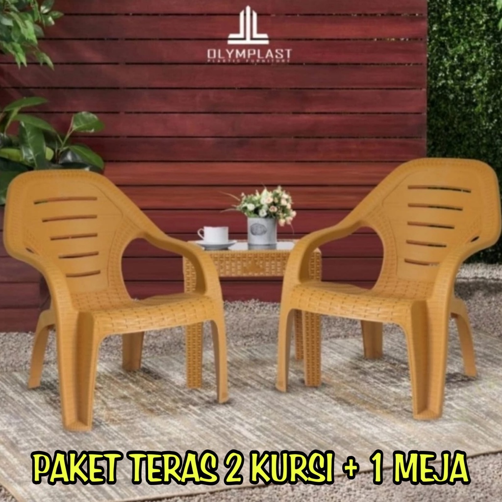 Olymplast Kursi Meja Plastik Teras Set 2 Kursi + 1 Meja OL 509