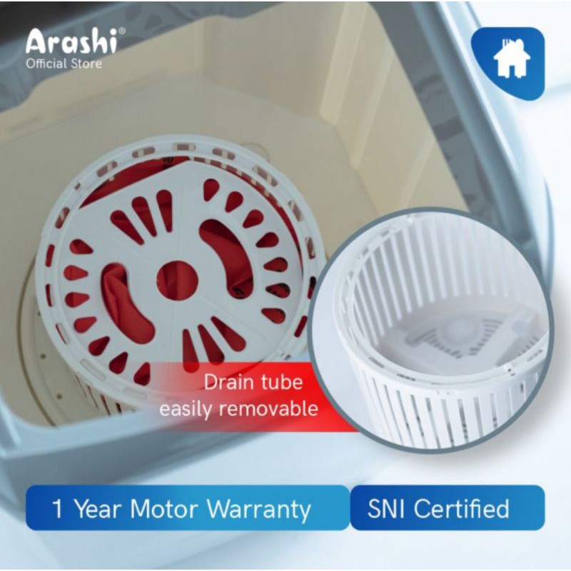 Arashi Laundry AWM 451A / Mesin Cuci Mini Portable 4.5Kg