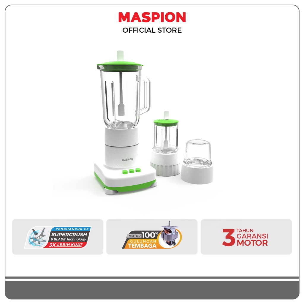 Maspion Pelumat Blender with Wet Miller and Dry Miller 1 Liter MT-1214