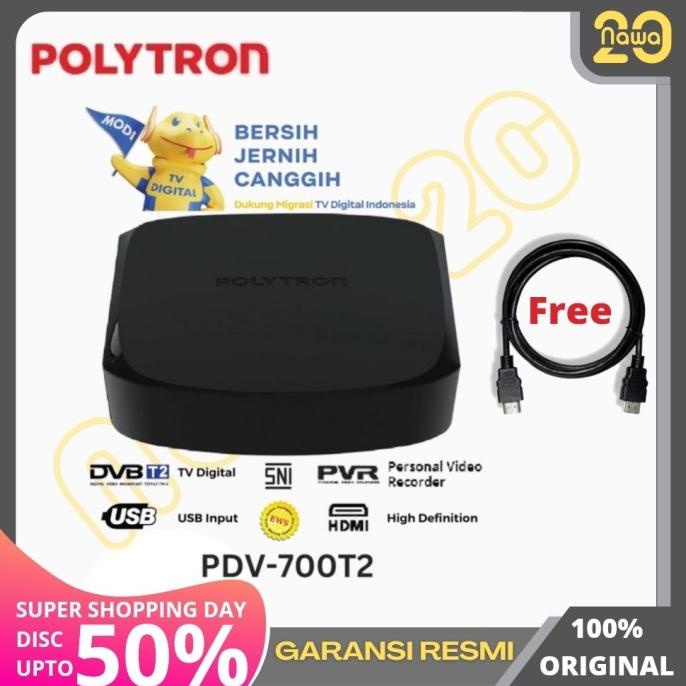 POLYTRON SET TOP BOX DIGITAL PDV 700T2 DVB T2 STB PDV700T2 FREE HDMI