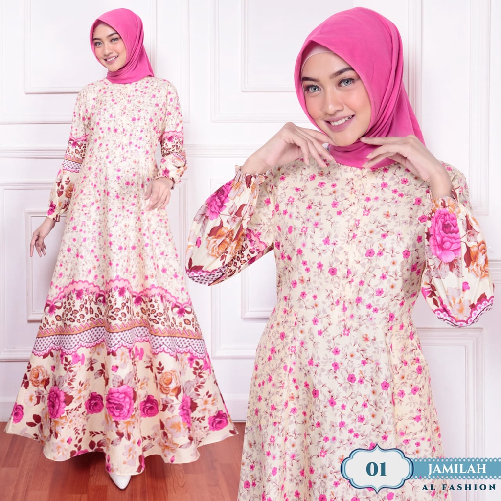 LS 483 - Maxy Dress Motif Homey Dress Gamis Wanita Muslim Katun Apel