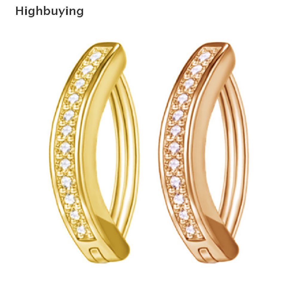 Hbid 1Pcs Cincin Pusar Wanita Minimalis Zircon Belly Ring Curved Navel Ring Glory
