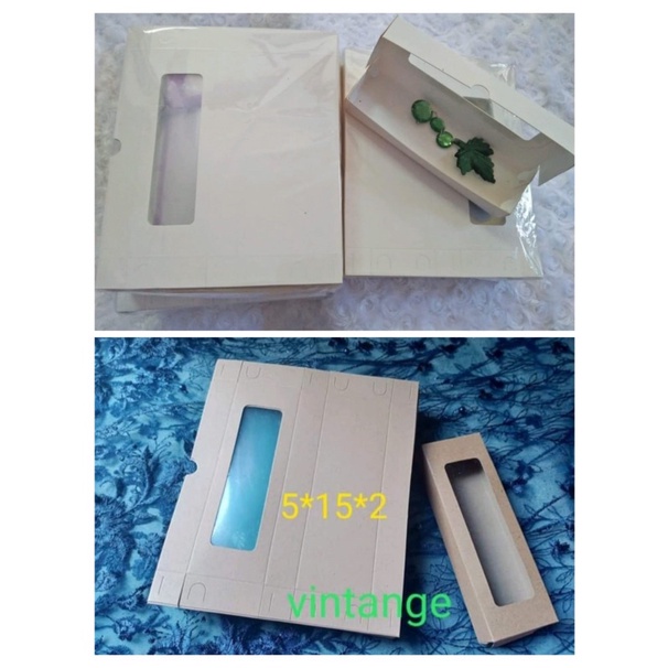 

Box ukuran 5*15*2 warna putih dan vintage harga per pcs