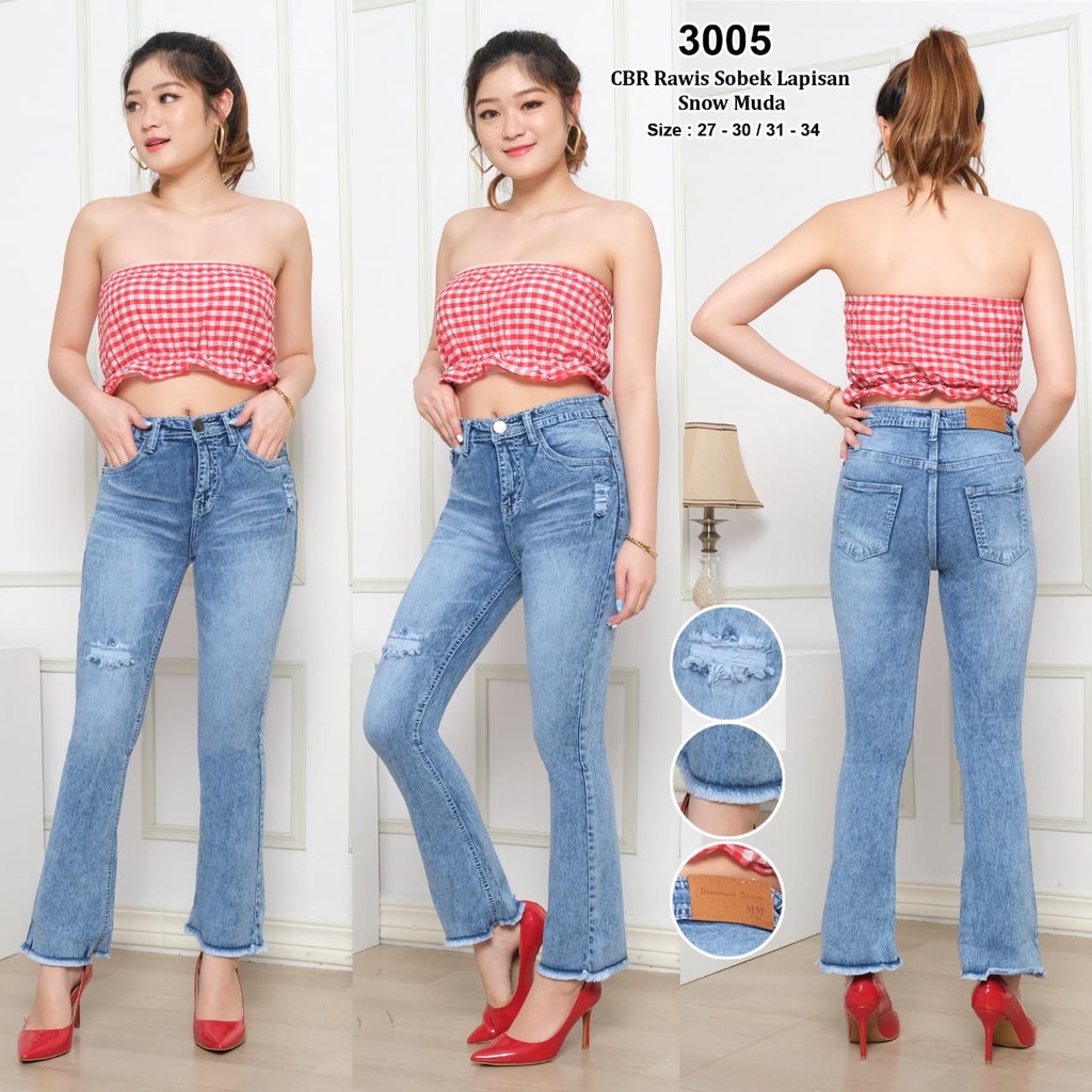 Celana Panjang Jeans Wanita Cutbray Rawis Sobek Lapis 27-30 31-34 Bisa Bayar Ditempat(COD)