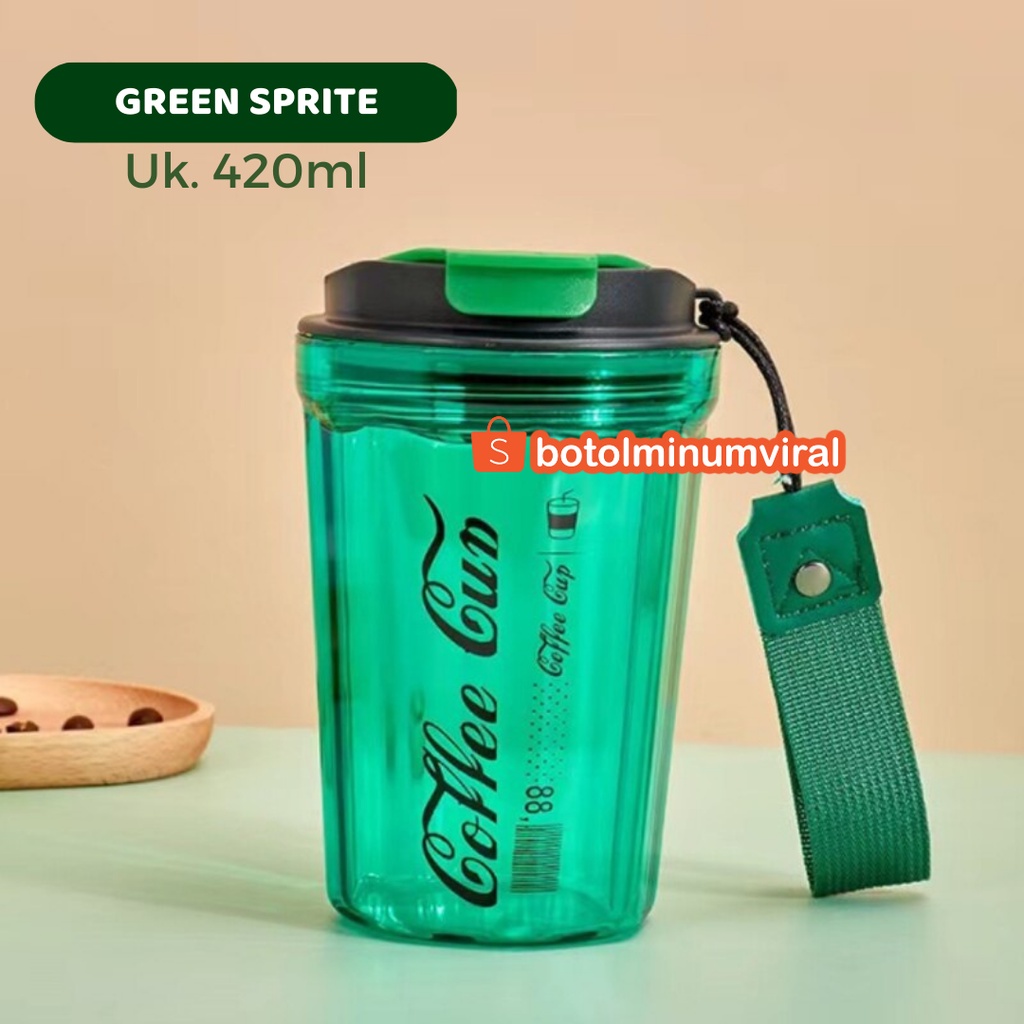 Botol Gelas Coffee Cup Plastik 420 ml Cola Series Viral Free Sticker