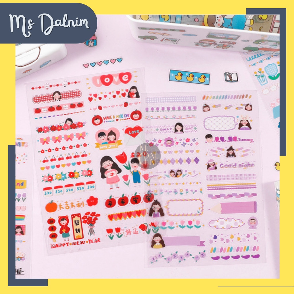 

[Ms Dalnim] Stiker Aesthetic Korea Lucu Cute Happy Girl (6 Lembar) Deco Sticker PVC Transparan Birthday Colorful Friends Dekorasi Journal Jurnal Diary Bujo Photocard PC Holder Decor HP Kpop Toploader Cahol Jepang Kawaii DIY Planner Scrapbook Craft [ST94]