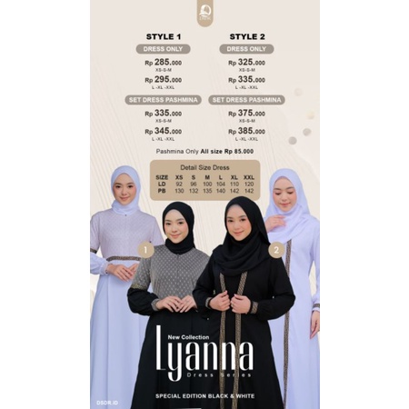 Moslem Ori Pakaian Muslim Wanita Lyanna Dress Special Edition Black And White By DSDR (Open PO Ready