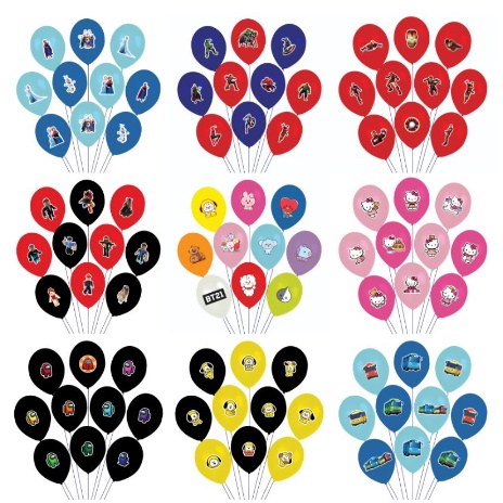 STIKER BALON ISI 10 PCS KARAKTER KARTUN BT21 AVENGERS FROZEN ROBLOX HELLO KITTY IRONMAN SPIDERMAN AM