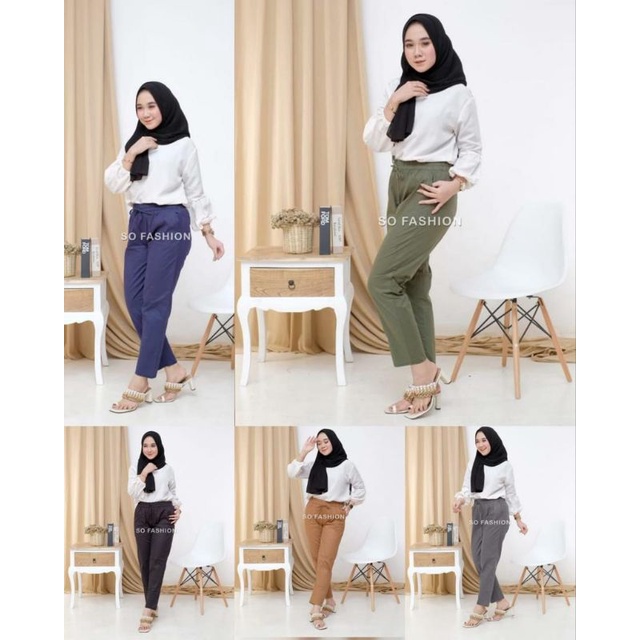 BAGGY PANTS WANITA IMPORT STREECH//CELANA PANJANG WANITA TEBAL POLOS