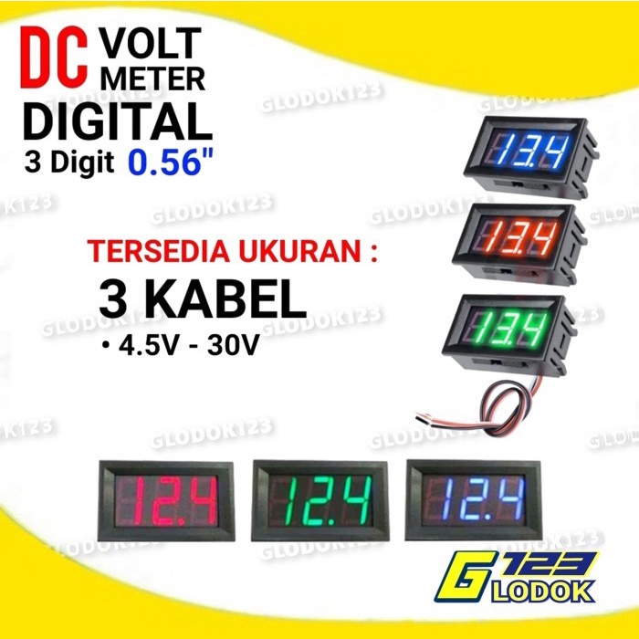 DC Voltmeter 0.56 Inch 4.5 - 30V Mini Digital LED Volt Meter 3 Kabel