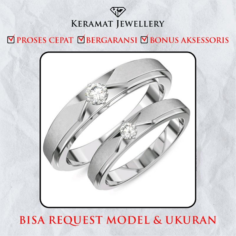 TERLARIS Cincin Couple Cincin Nikah Cincin Kawin Cincin Tunangan Bahan Perak Murni Bergaransi Bisa P