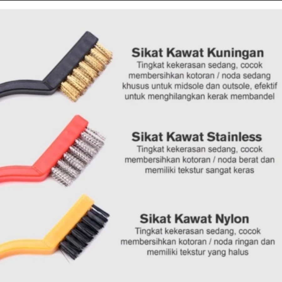 Sikat Kawat Mini Set 3 In 1 Tembaga Stainless Nylon Brush Wire Dapur A