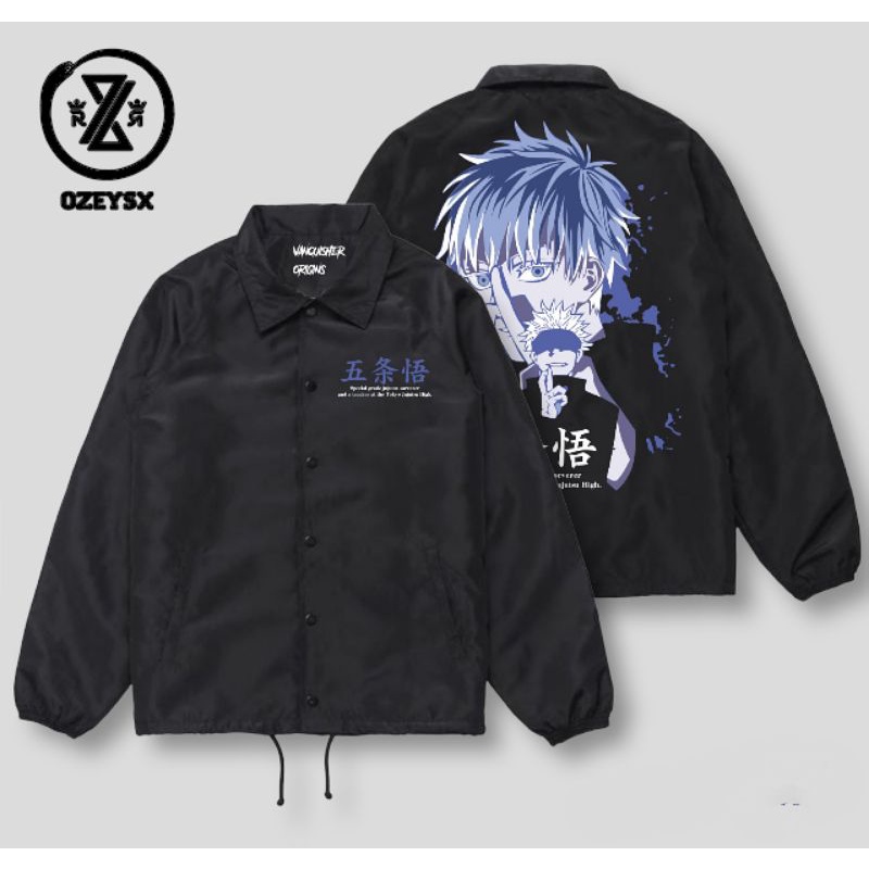 Jaket Parasut Anime Jujutsu Kaisen Dewasa Pria Wanita/ Coach Jaket Wibu Gojo Satoru Waterproof Premium / Jaket Coach Parasut Anime Wibu Unisex Terbaru