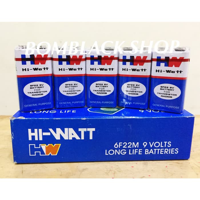 Baterai 9v HW HI-Watt Battery 9 Volt Batu Batere Batre Kotak MURAH