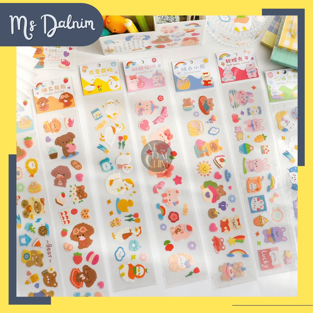 

Stiker Aesthetic Korea Lucu Anti Air PVC Panjang (30x6cm) Kartun Imut Hewan Cute Animal Deco Sticker Dekorasi Journal Diary Bujo Photocard PC Holder Decor HP Kpop Toploader Cahol Jepang DIY Planner Scrapbook Craft Dog Cat Bear Rabbit [ST113]