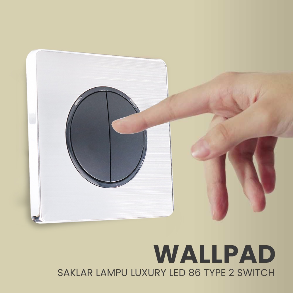 Wallpad Saklar Lampu Luxury LED 86 Type 2 Switch - YK-220R - Black